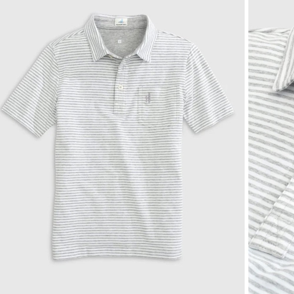 Kids- johnnie-O The Original Jr. Polo Heather Gray Stripe size 12